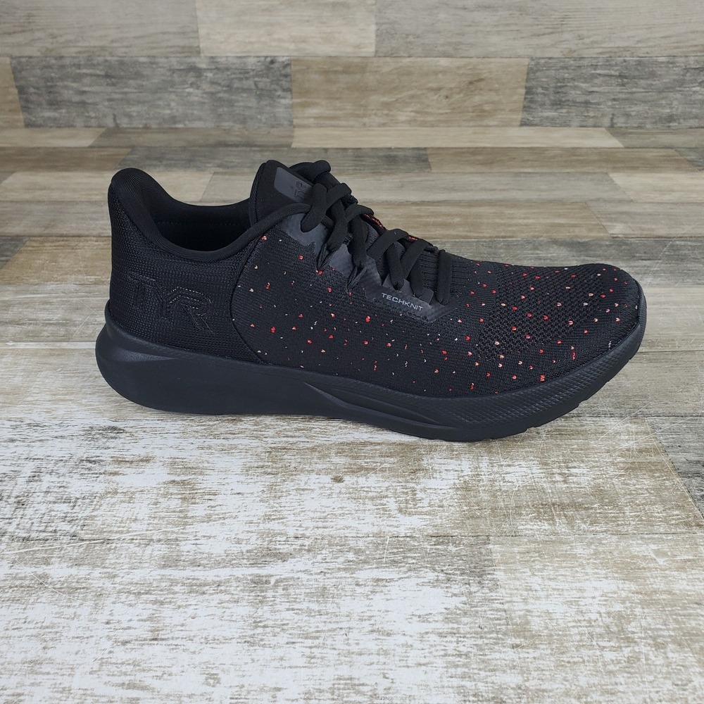 TYR Techknit RNR-1 Shoes Mens 10 Running Black Red Speckles Sneakers